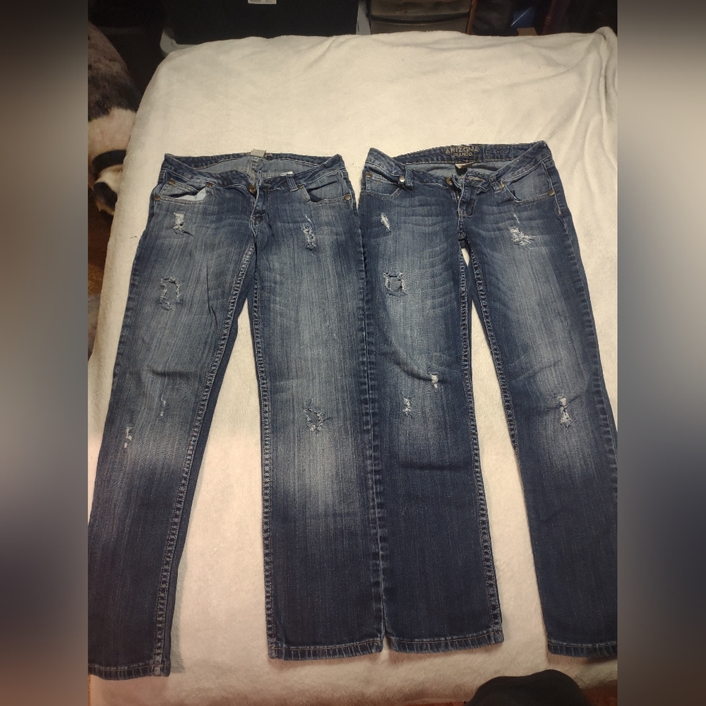 Arizona Jean Company Distressed Straight Leg Jeans - Blue Favorite Skinny Jeans